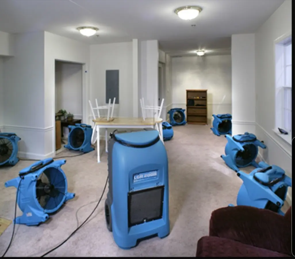 Air movers and dehumidifier setup for Water Extraction & Removal in Cranberry